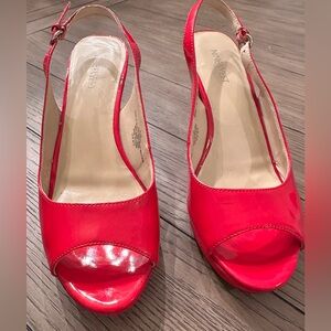 Nine West Vibrant Red Patent Leather Slingback Heels